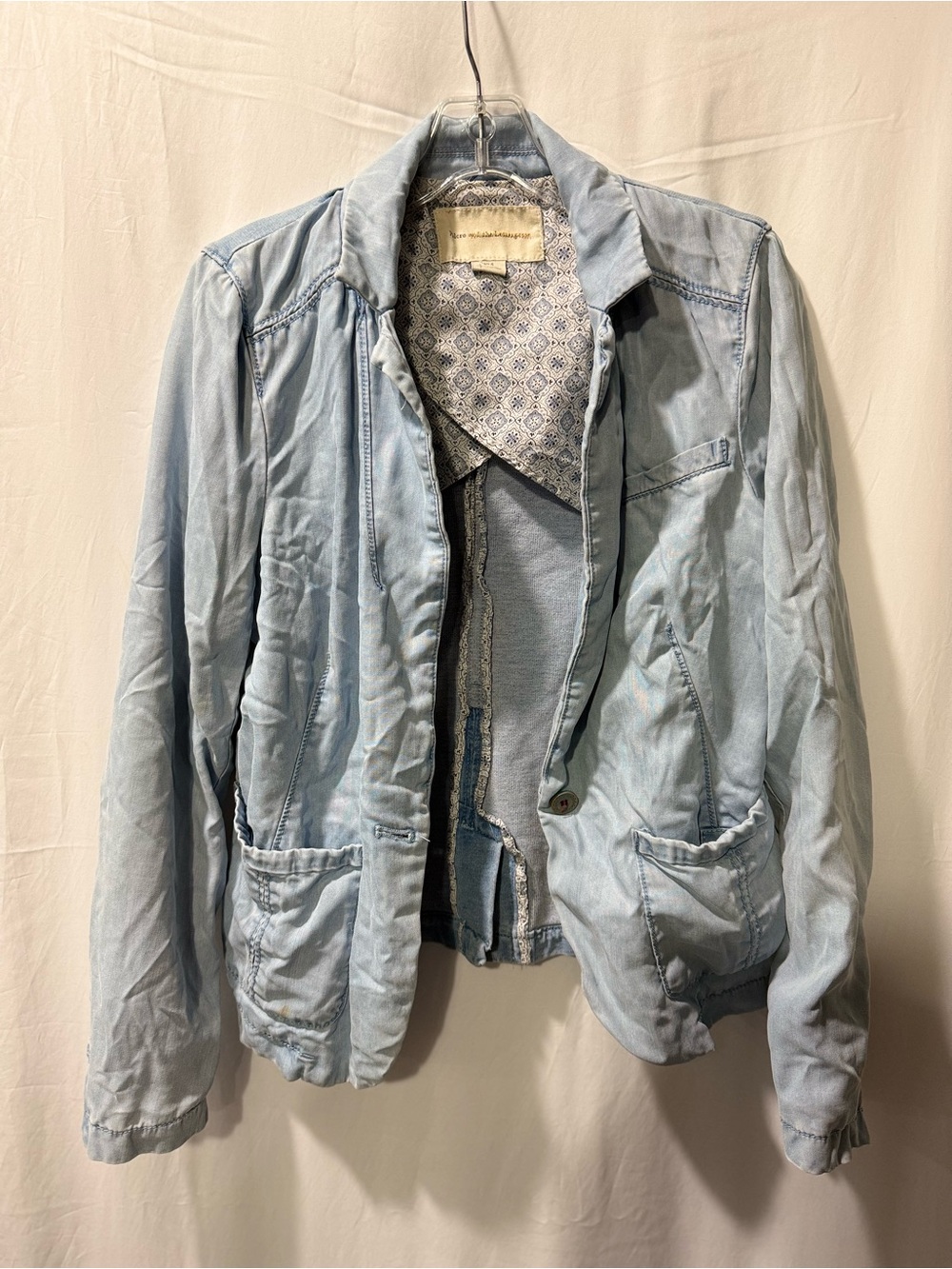 Pilcro Light Blue Denim Jacket with Patterned Lining